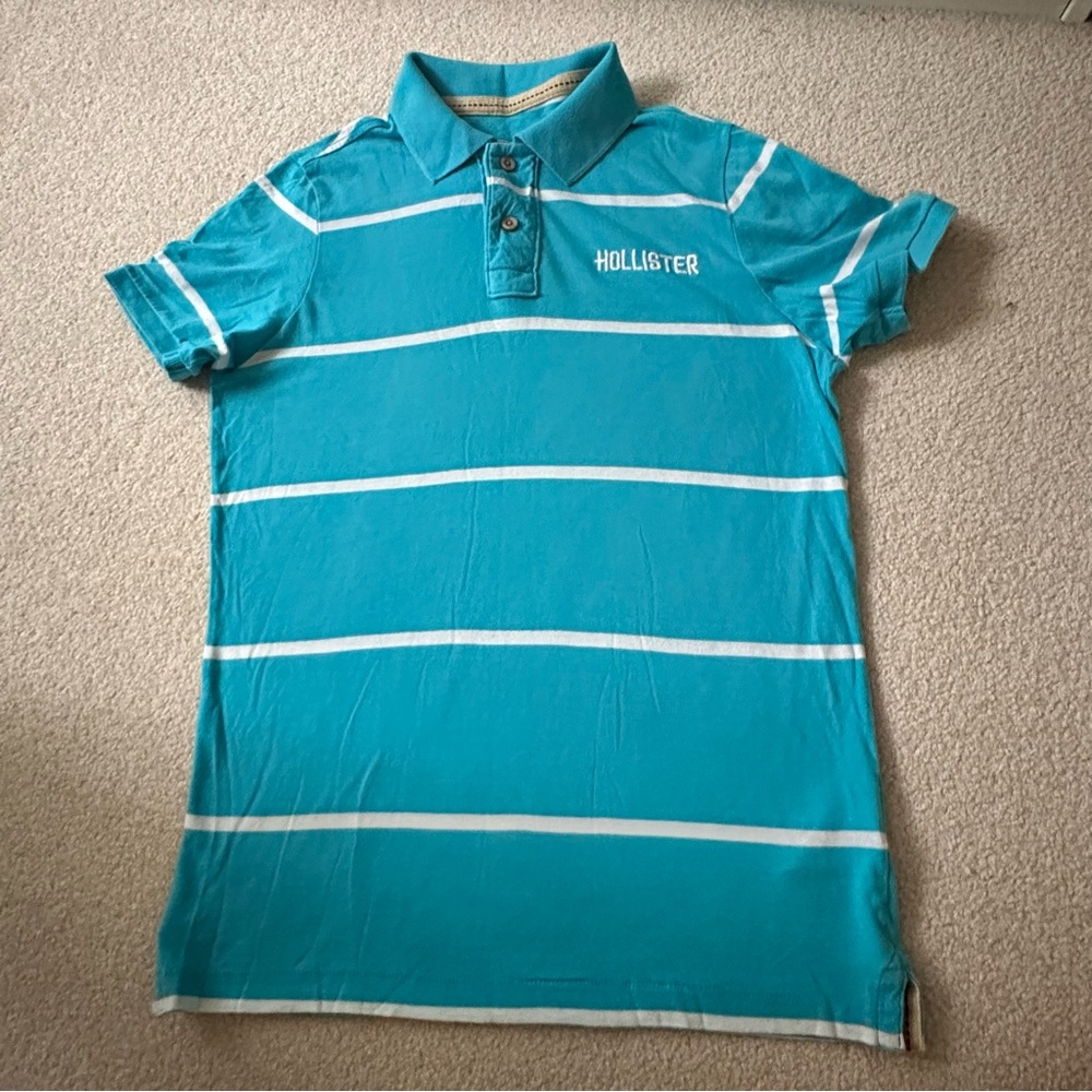 Hollister Bright Teal Polo with White Trim